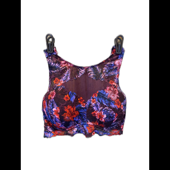 Victoria Secret Bralette Bra  Sz Small Black Pink Purple Lace Razorback Lingerie - Picture 2 of 12